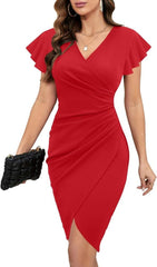 Elegant V-Neck Wrap Dress – Women’s Cocktail & Evening Style