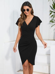 Elegant V-Neck Wrap Dress – Women’s Cocktail & Evening Style