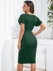 Elegant V-Neck Wrap Dress – Women’s Cocktail & Evening Style